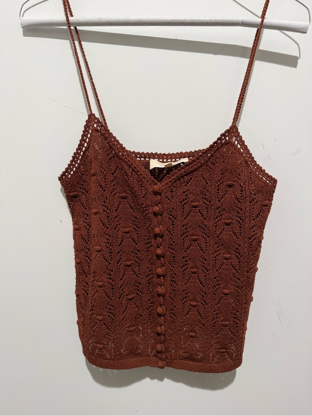Sezane Brown Crochet Knit Camisole